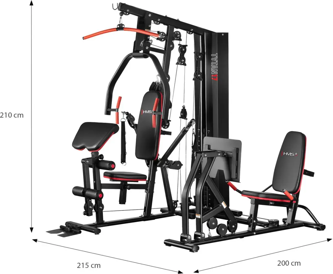 HMS TYTAN 17 Multitrainer - 80 kg - Zwart/Rood