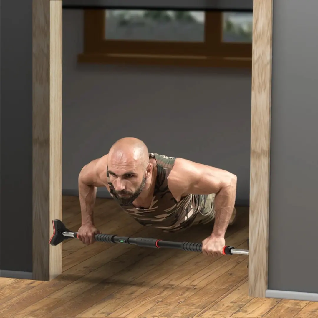 HMS Optrekstang Pull Up Bar Verstelbaar 70-100cm - Zwart/Rood