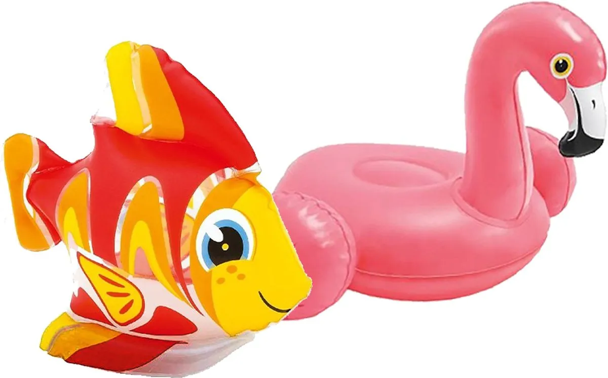 Intex Kleine Opblaas Zwembad Flamingo/Vissen 25cm