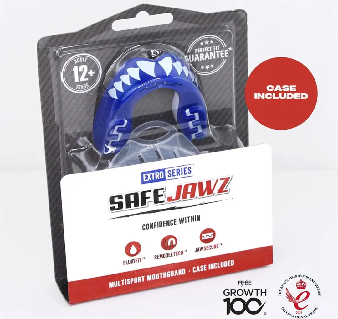 Safejawz Extro-Series Gebitsbeschermer Shark - Senior - Blauw/Wit