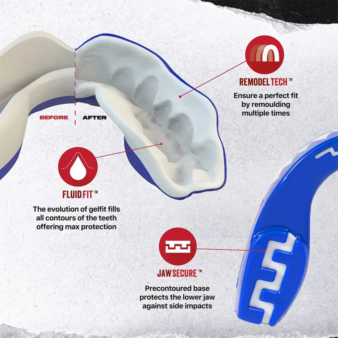 Safejawz Extro-Series Gebitsbeschermer Shark - Senior - Blauw/Wit
