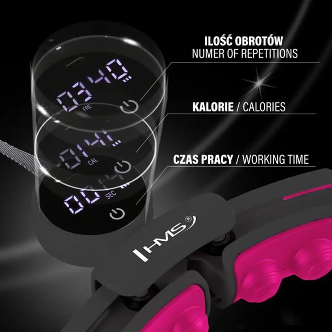 HMS Fitness Hoelahoep Plus Size 45cm - Magneten - Zwart/Roze