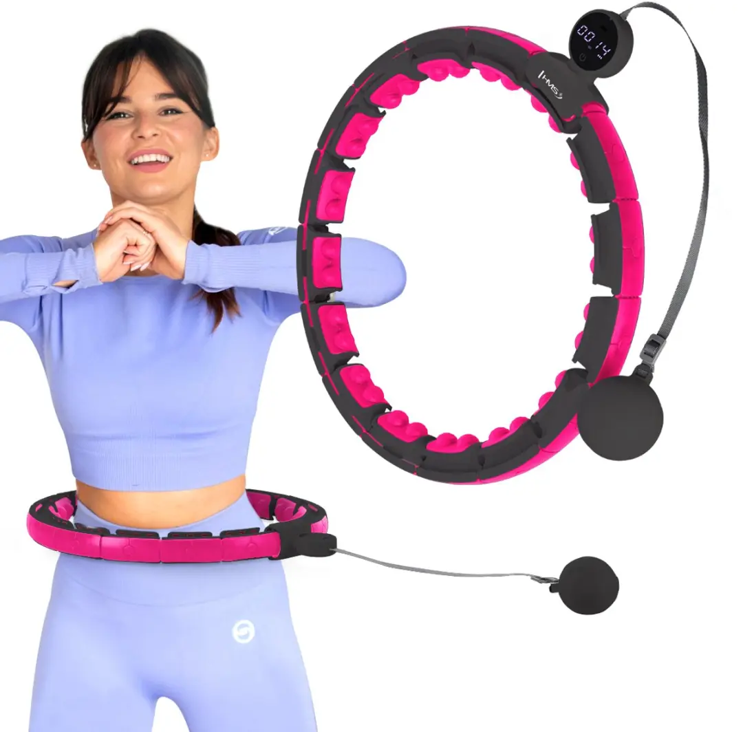 HMS Fitness Hoelahoep Plus Size 45cm - Magneten - Zwart/Roze - afbeelding 6 van 6