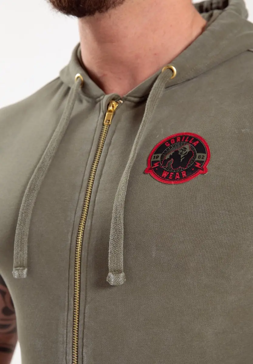 Gorilla Wear Silverdale Mouwloze Hoodie - Legergroen - L