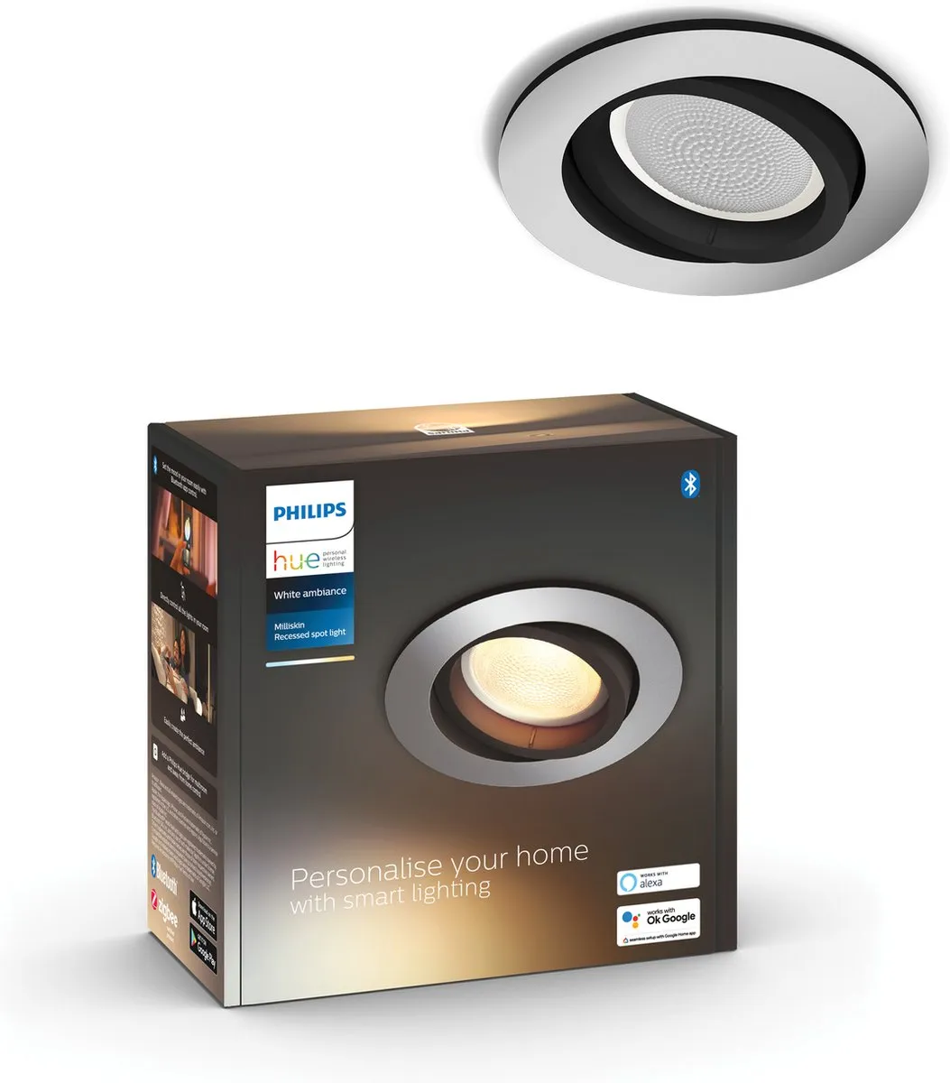 Philips Hue Milliskin Inbouwspot Aluminium