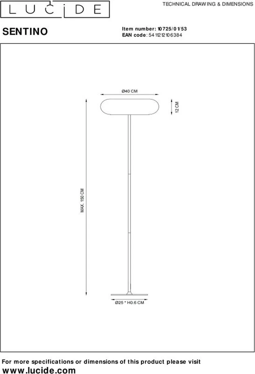 Lucide SENTINO Vloerlamp 3xG9 - Ø40cm - Oranje - afbeelding 6 van 6