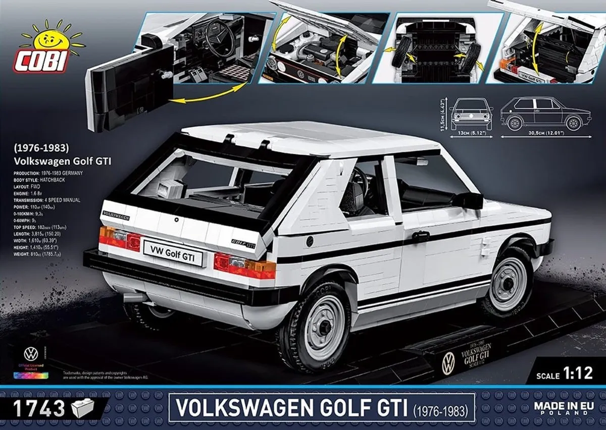 Cobi Volkswagen Golf GTI Bouwset 1:12 - 1743 Onderdelen