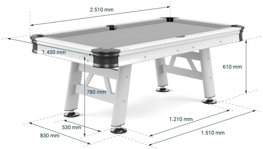 Garlando Florida 8ft Outdoor Pooltafel - Blauw laken - Grijs