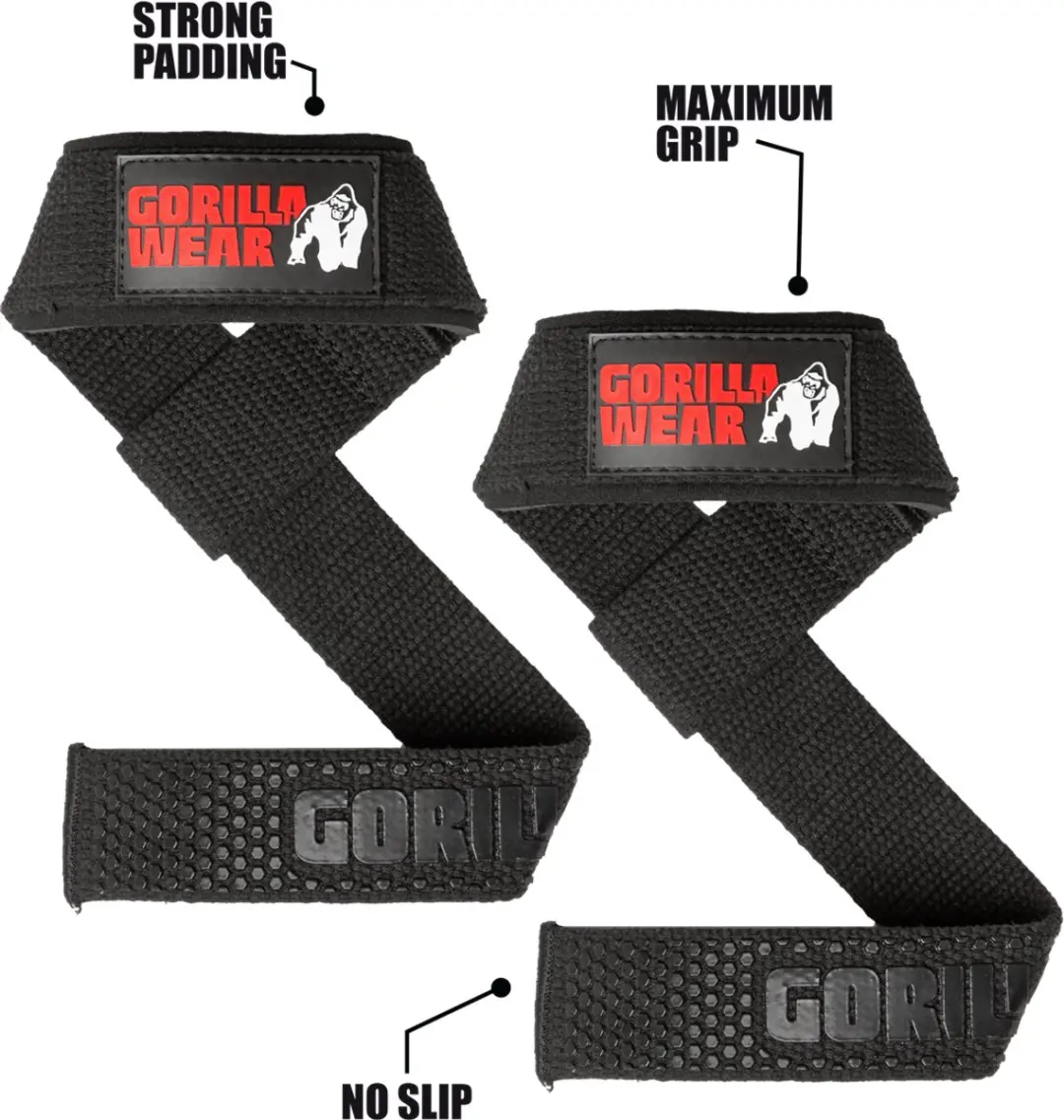 Gorilla Wear Gevoerde Siliconen Lifting Straps - 2 Stuks