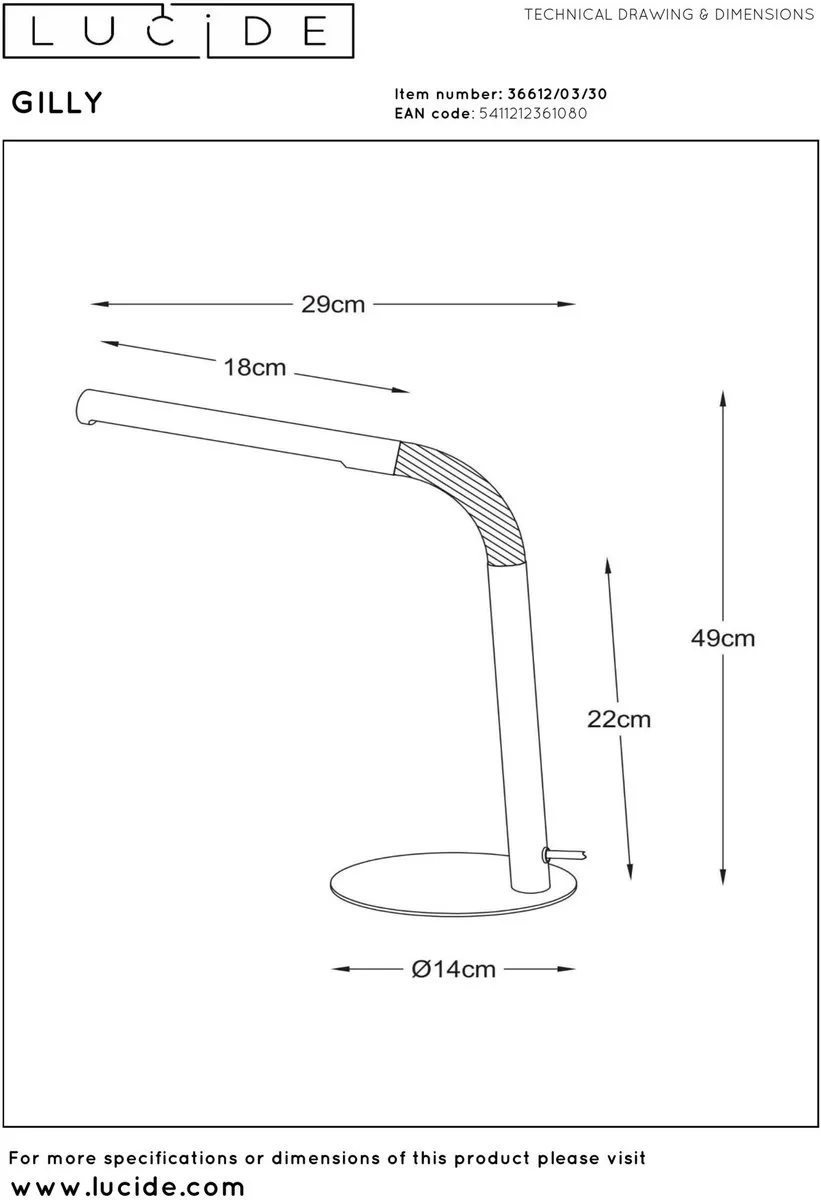 Lucide GILLY Bureaulamp LED 5W 2700K - Zwart