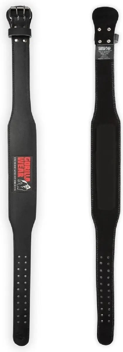 Gorilla Wear 4 Inch Leren Sportriem - Halterriem S/M - Zwart/Rood