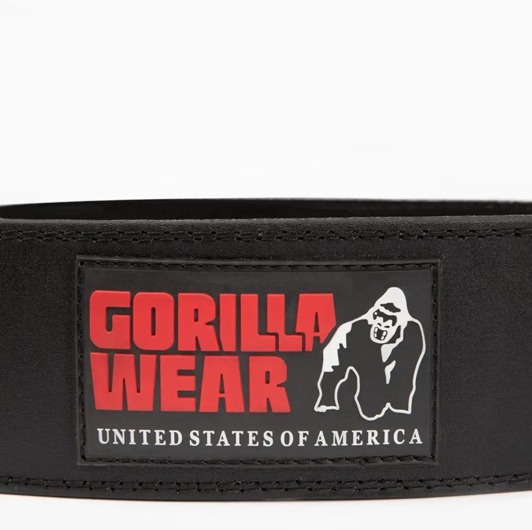 Gorilla Wear 4 Inch Leren Sportriem - Halterriem S/M - Zwart/Rood