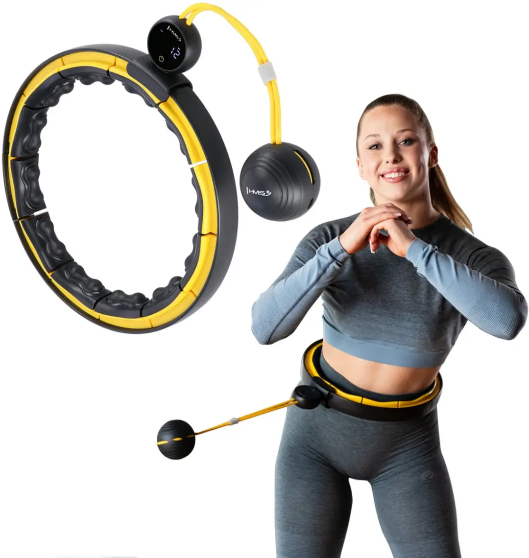 HMS Fitness Hoelahoep Plus Size - Magneten & Teller - Zwart/Geel