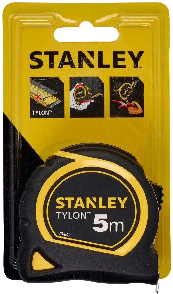 Stanley Tylon Rolbandmaat 5m 19mm - 0-30-697 - Zwart/Geel