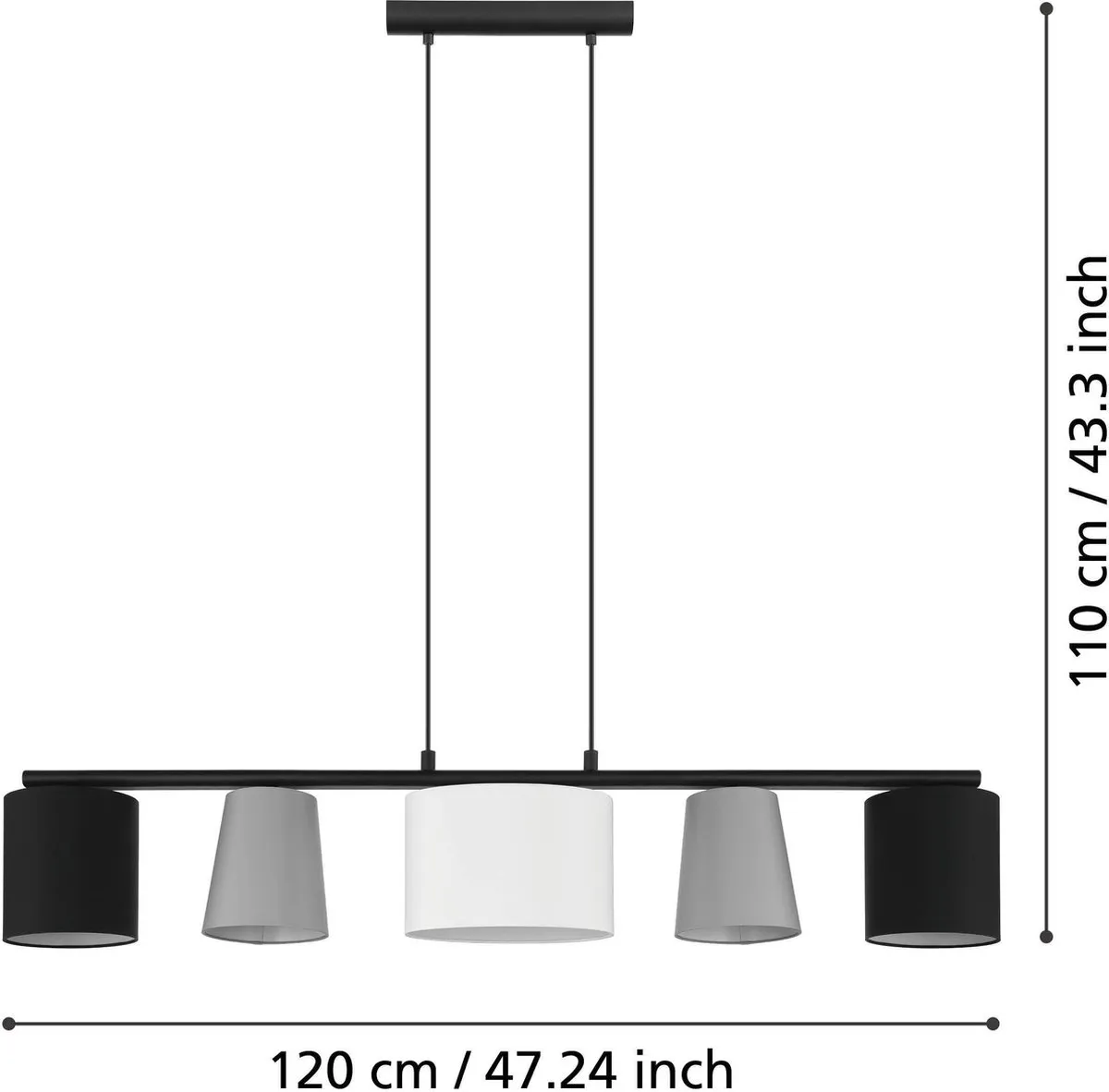 Eglo Almeida 1 Hanglamp 120cm - Zwart - afbeelding 6 van 6