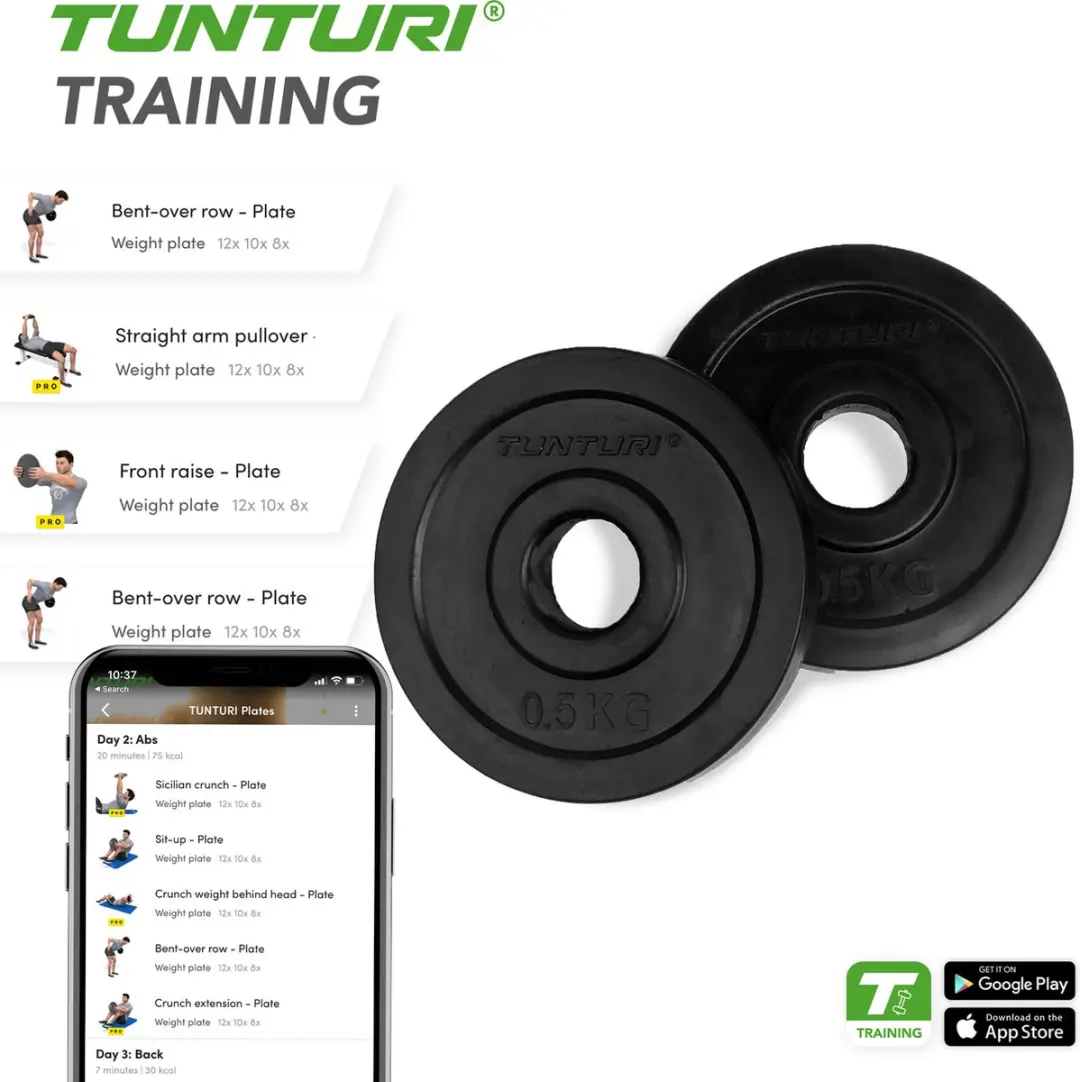 Tunturi Halterschijven 2x0,5kg - 30mm - Zwart