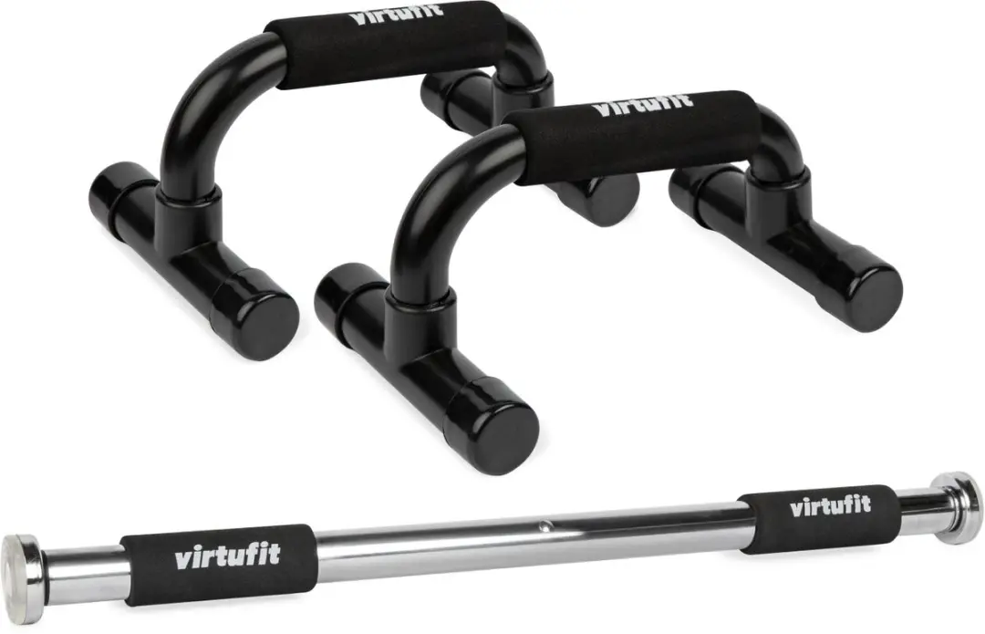 VirtuFit Combideal Optrekstang & Opdruksteunen - Zwart/Zilver