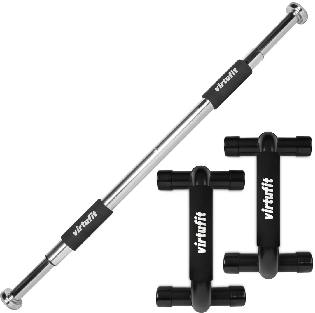 VirtuFit Combideal Optrekstang & Opdruksteunen - Zwart/Zilver