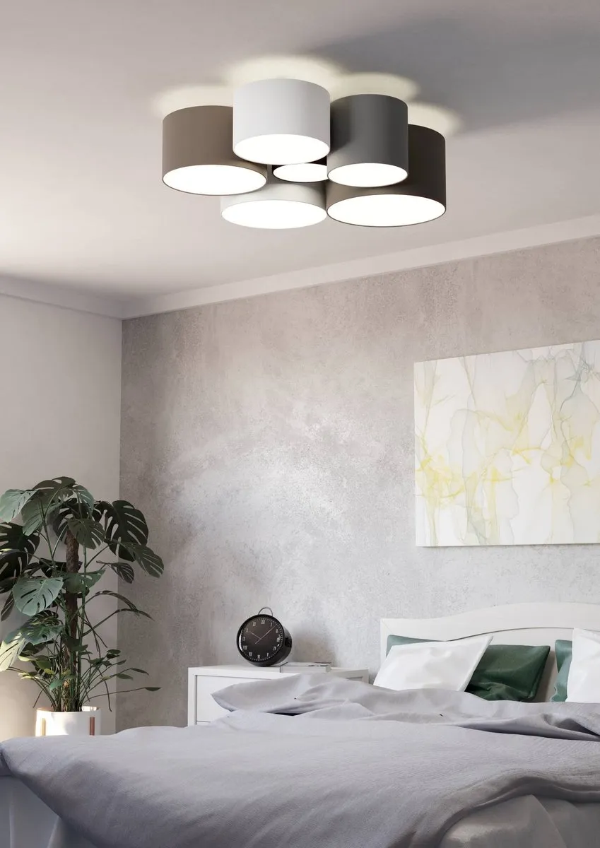 Eglo Pastore Plafondlamp Ø99cm - 6 Lichtpunten - Wit/Grijs/Zwart/Bruin