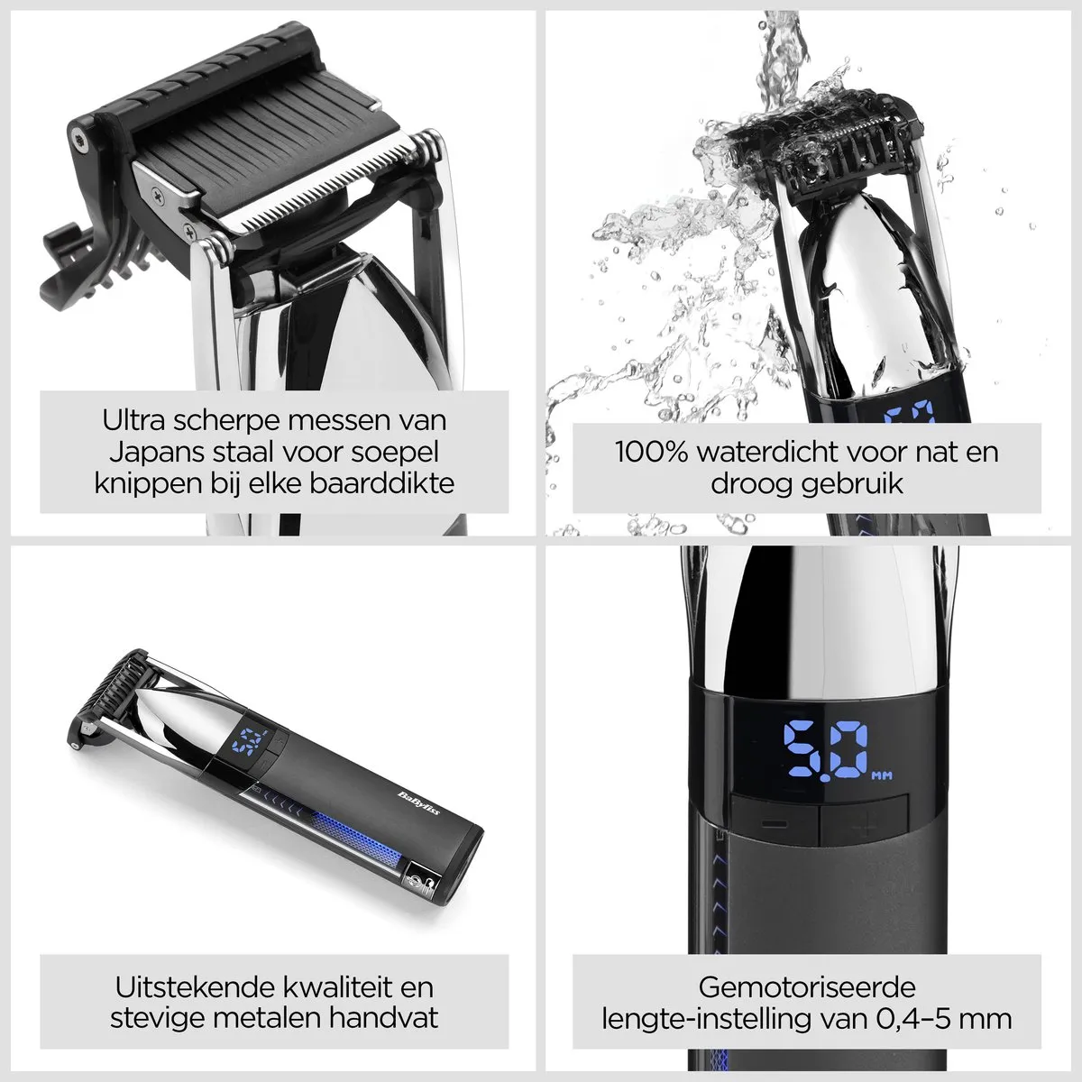 Babyliss Super-X Metal S996E Baardtrimmer - 0.4-5.0mm - Digitaal scherm