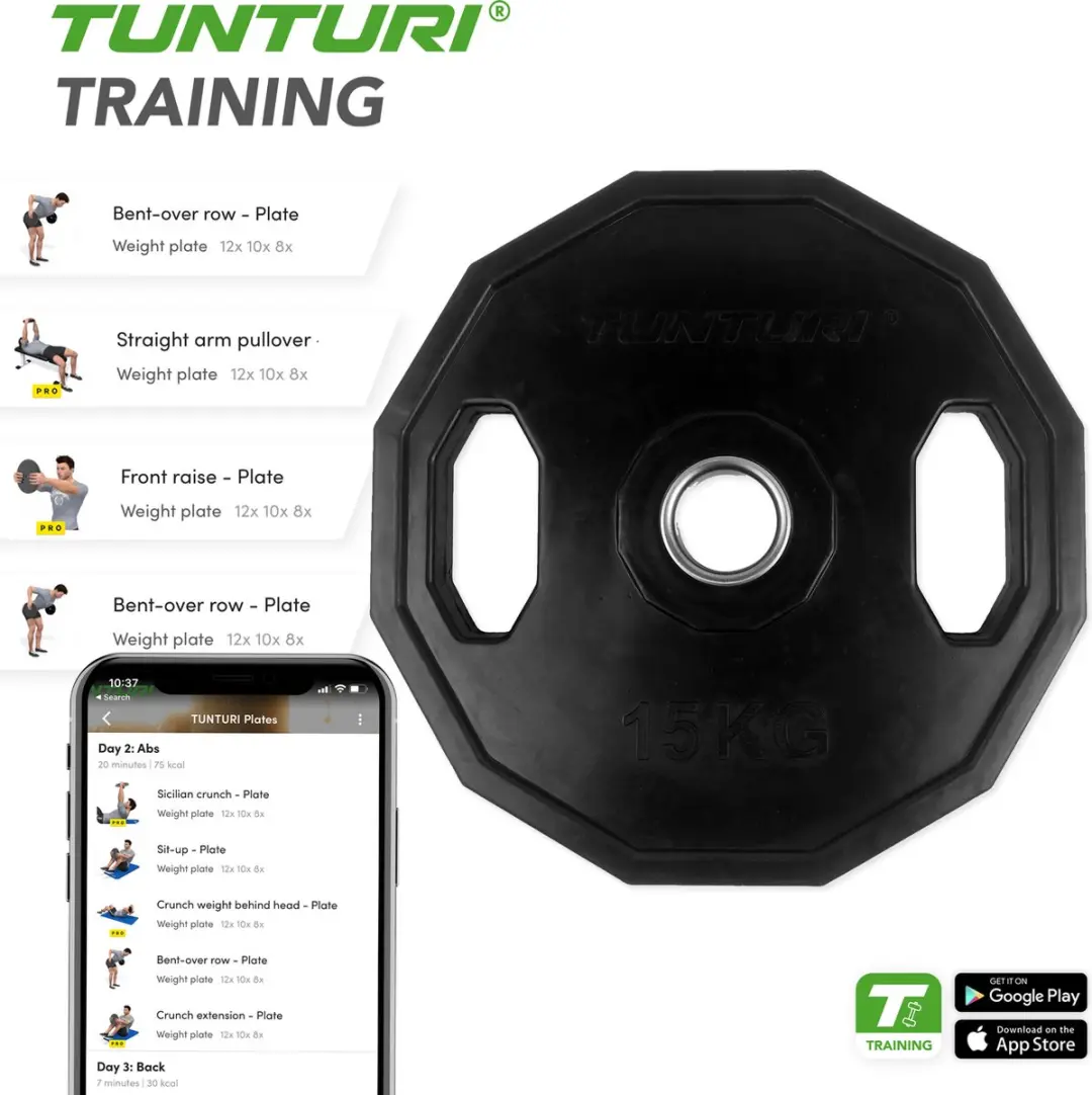Tunturi Olympische Halterschijf 15kg - 50mm - Zwart