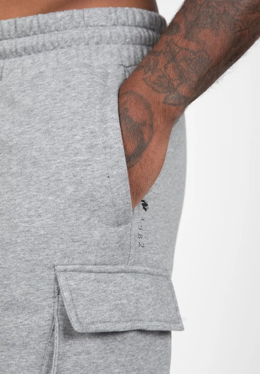 Gorilla Wear Hudson Cargo Sweat Shorts 4XL - Grijs Melange