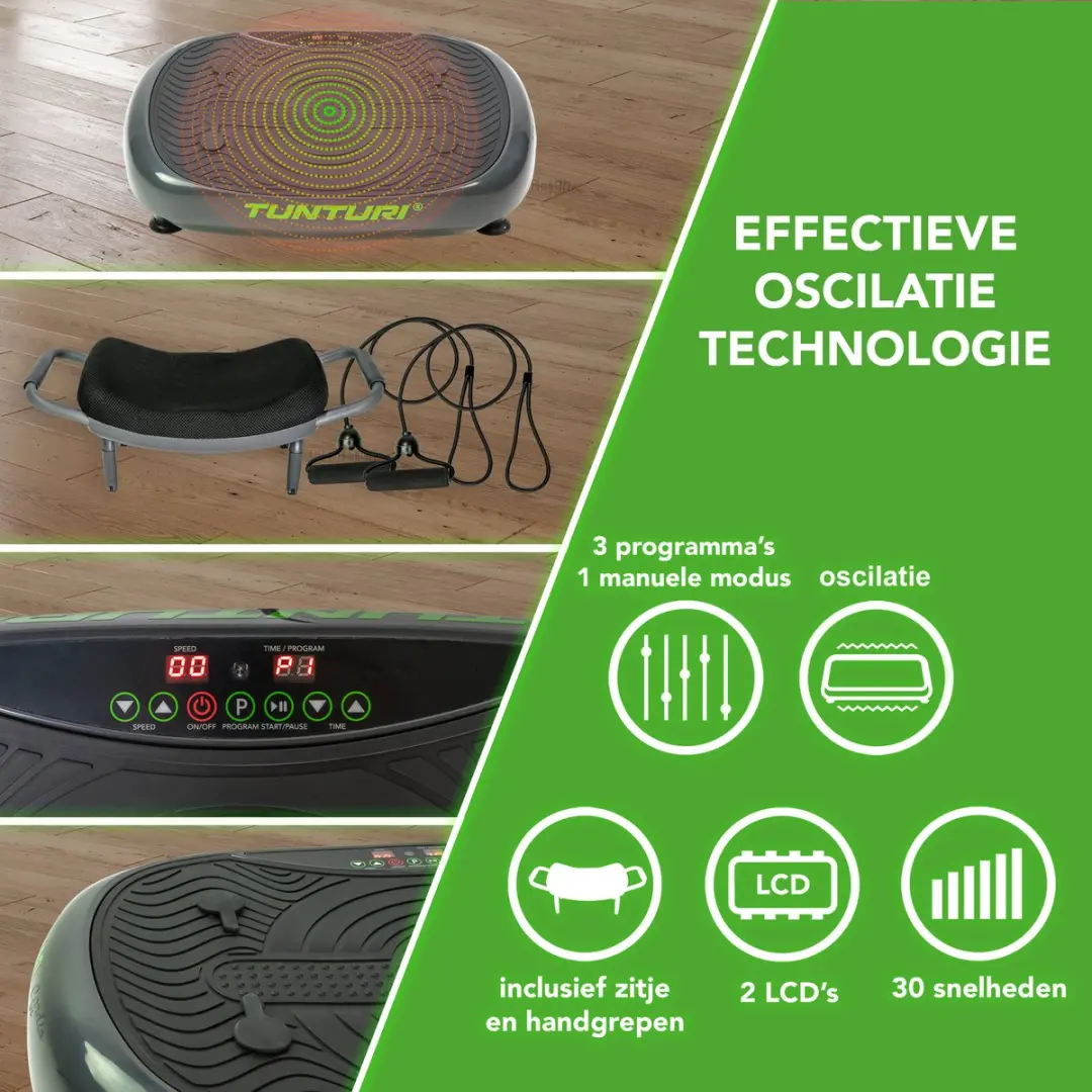 Tunturi Cardio Fit V10 Trilplaat - 200W - 99 Niveaus - 5 Programma's - Zwart/ Groen - afbeelding 6 van 6