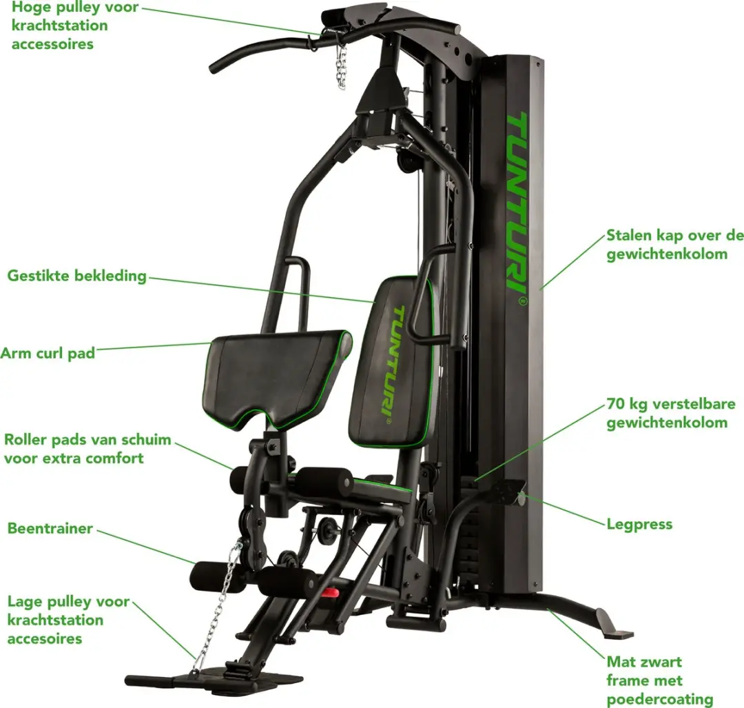 Tunturi HG60 Krachtstation - 70kg - Zwart - afbeelding 6 van 6