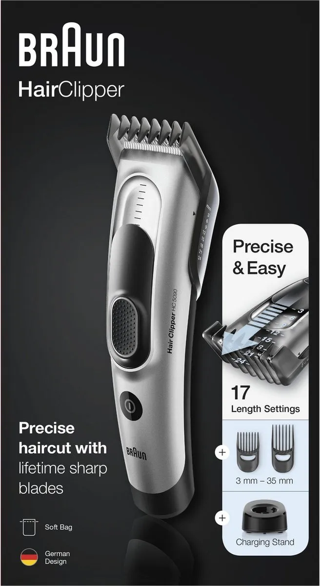 Braun HC5050 Opzetkam 3-24mm - 81429117 - Zwart/Zilver