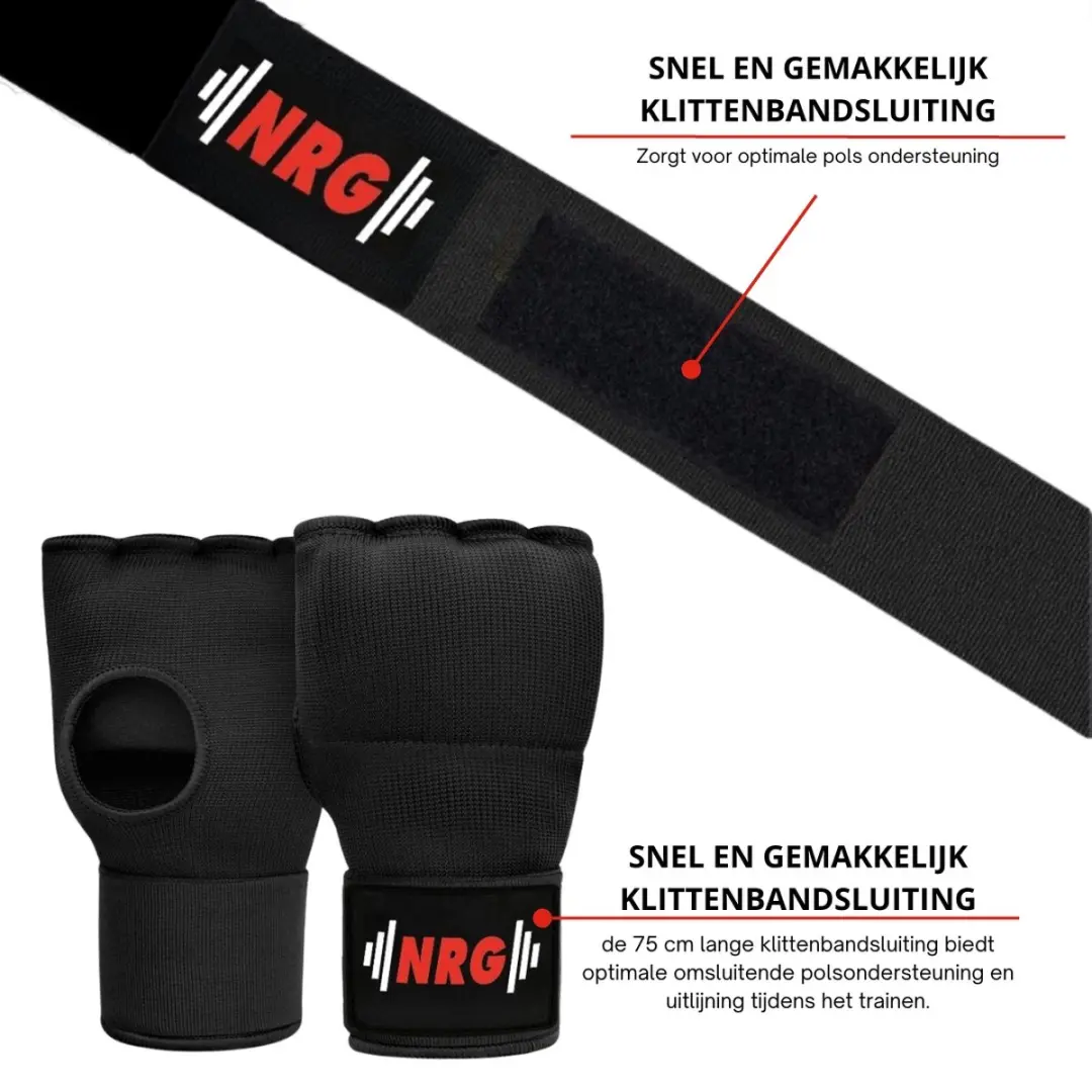 NRG Boxing Binnenhandschoenen S - 10 oz - Zwart