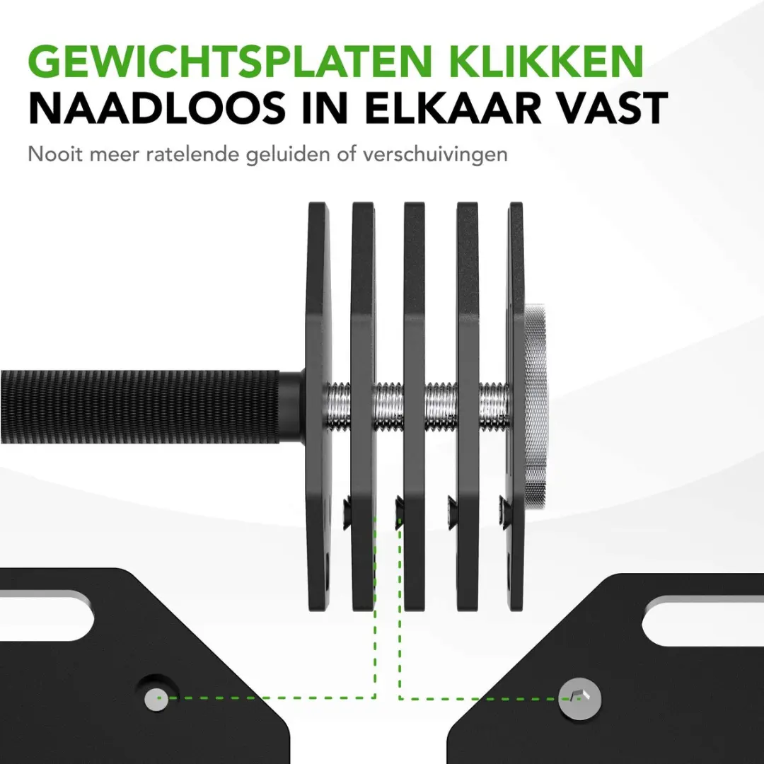 Tunturi Rapid Verstelbare Dumbbell 4-28kg - 15-delig - Zwart