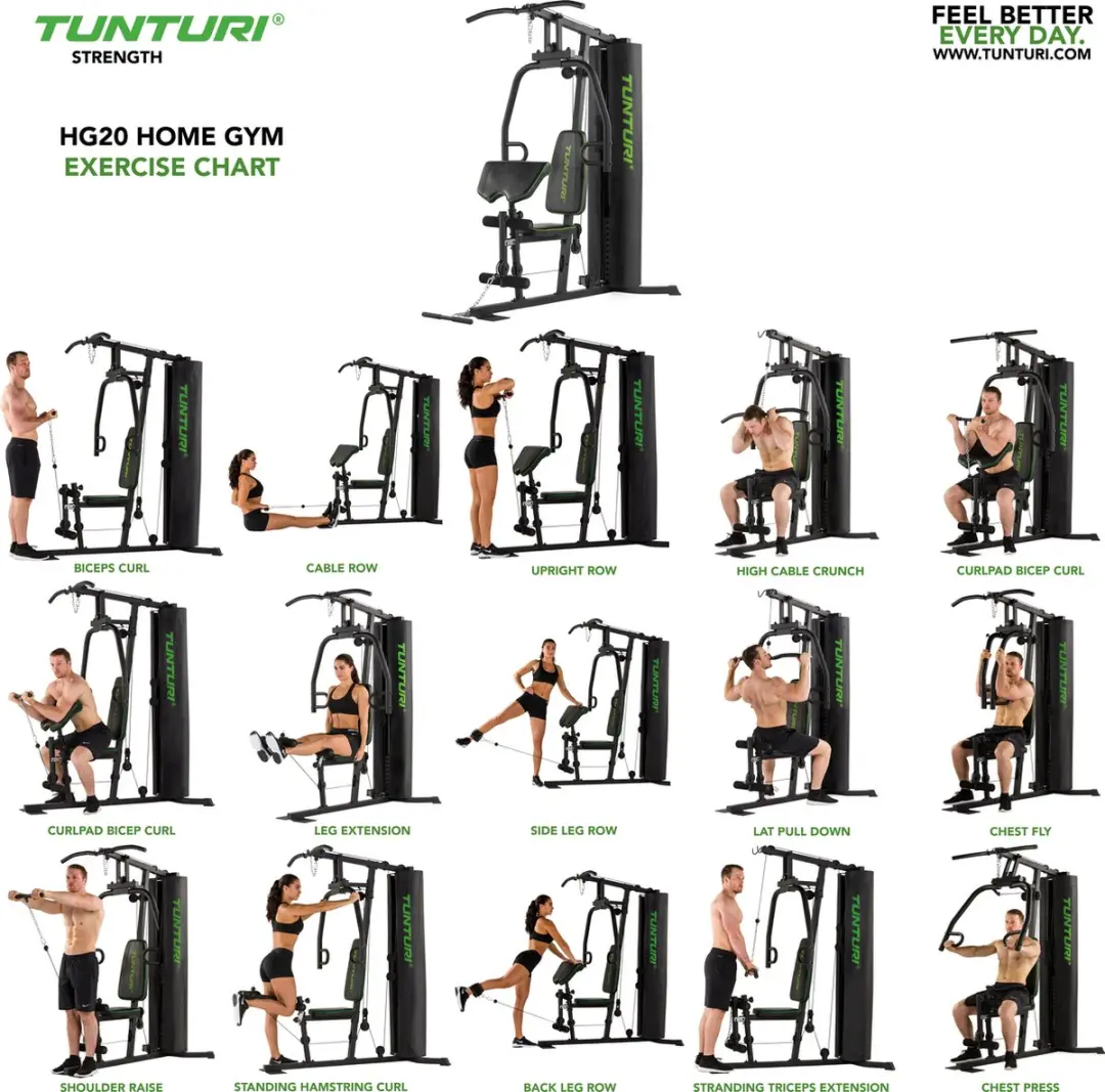 Tunturi HG20 Krachtstation - 60kg - Zwart