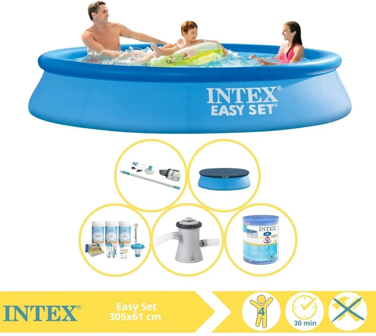 Intex Easy Set 28116NP Opblaaszwembad 305x61cm - Blauw - 3077L