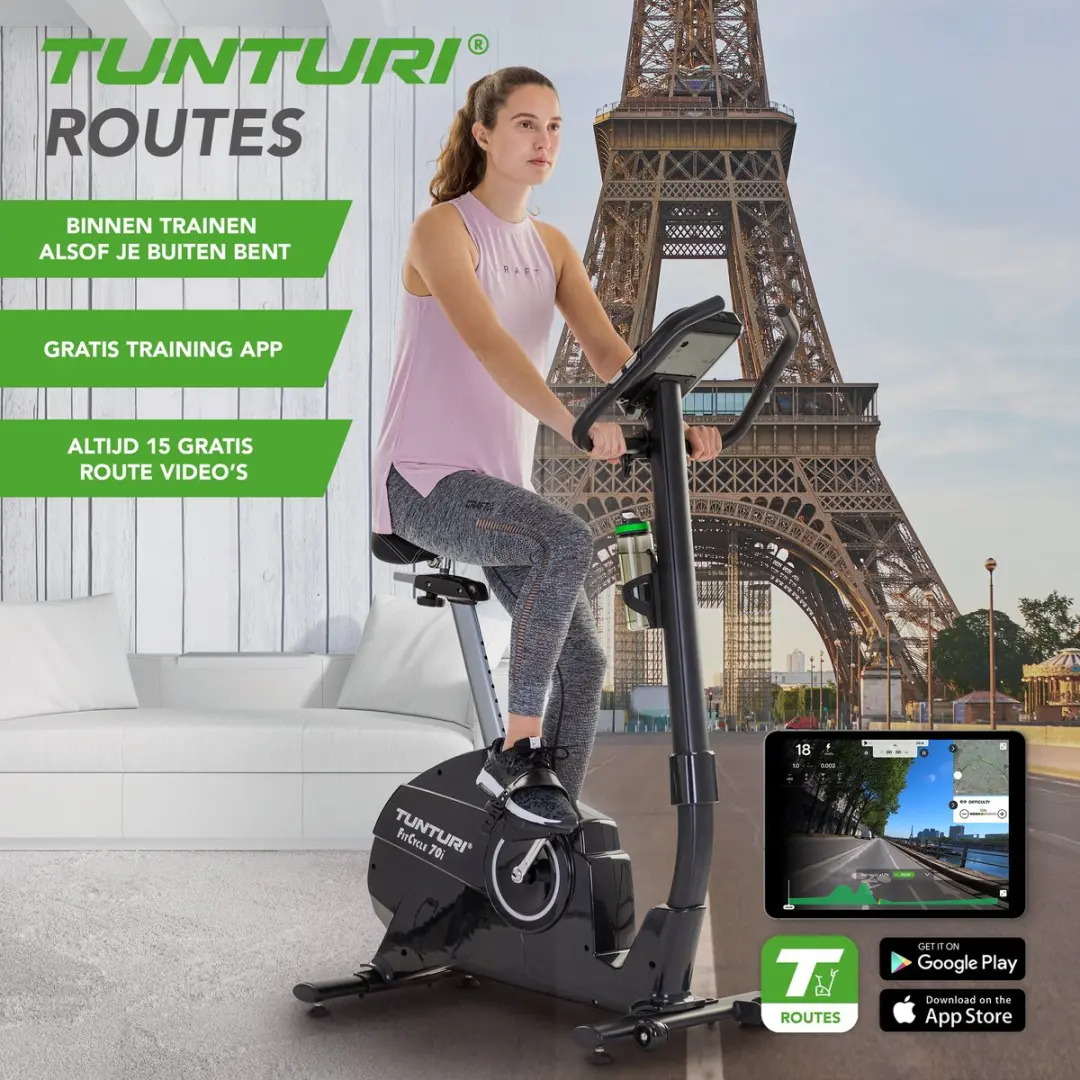 Tunturi FitCycle 70i Hometrainer - 32 Niveaus - 23 Programma's - Zwart/Zilver