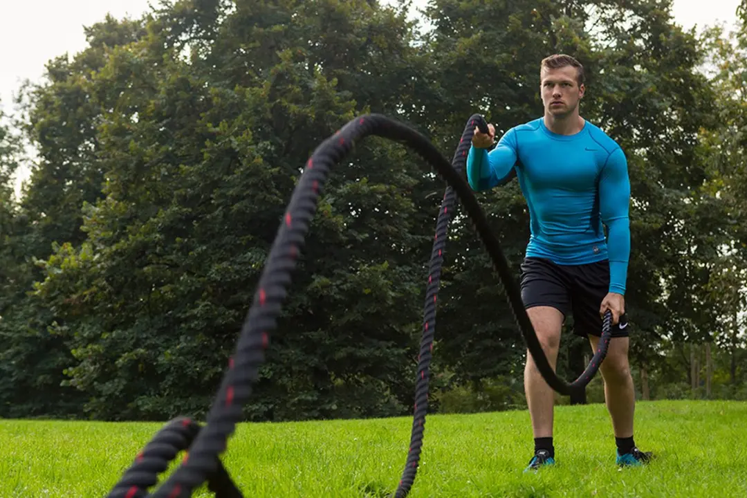 Tunturi Battle Rope 15m - Fitness Touw - Zwart/Rood