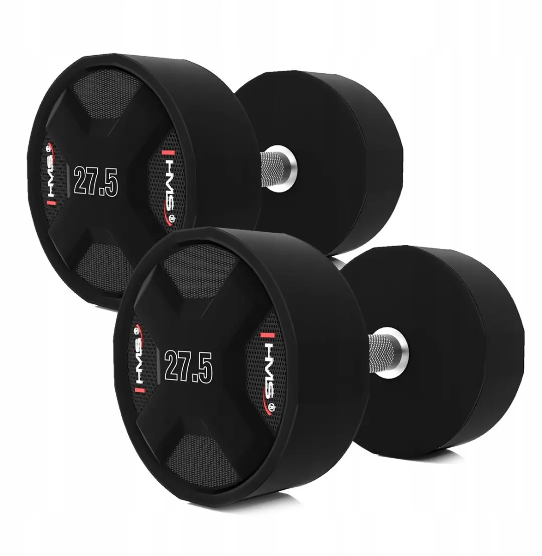 HMS Polyurethaan Dumbbells Set 2x 27,5-37,5kg - 325kg Totaal - Zwart