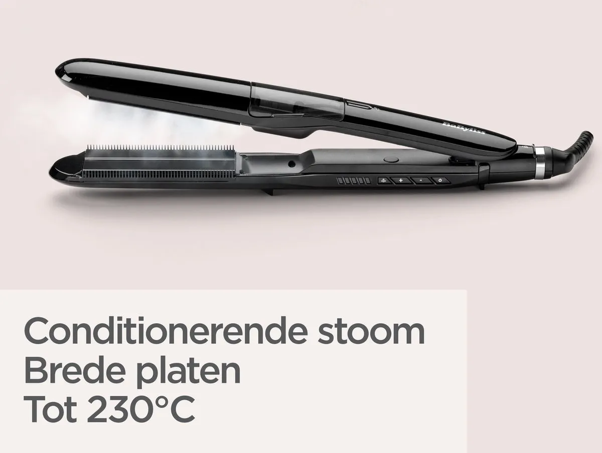 Babyliss Steam Straight ST492E Stoomstijltang - 5 standen tot 230°C - Zwart