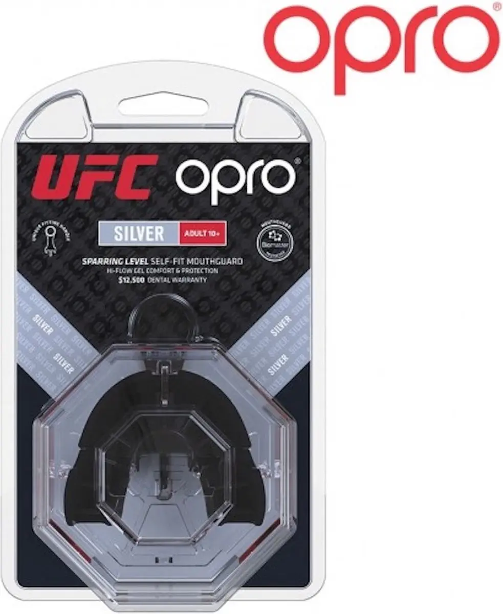 UFC Opro Gebitsbeschermer Silver - One Size - Rood/Zwart