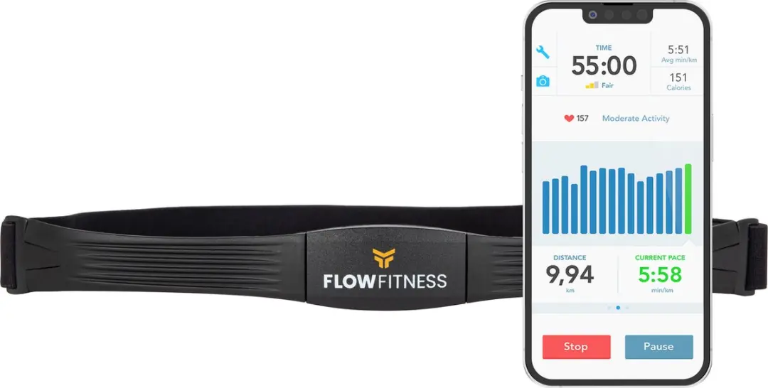 Flow Fitness Bluetooth Hartslagband - Zwart