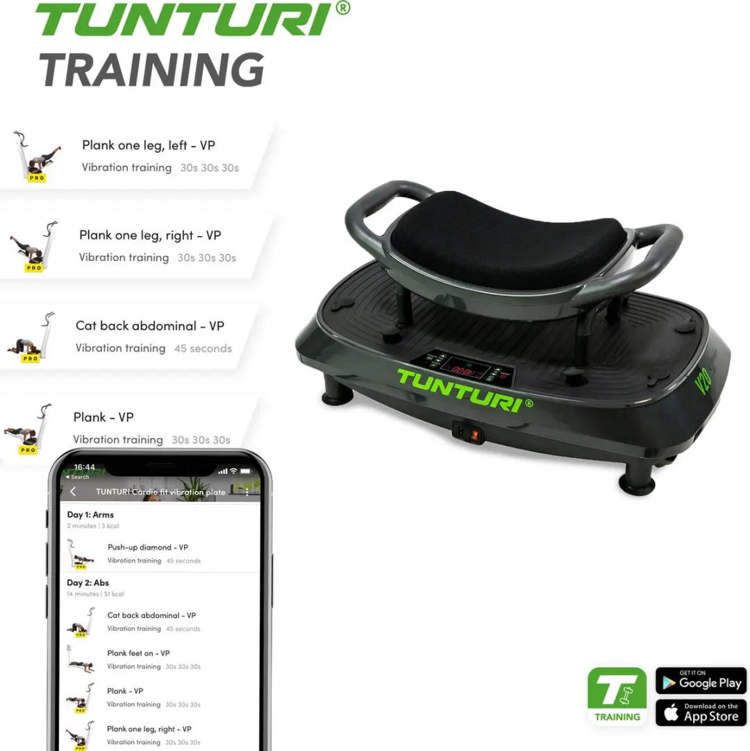 Tunturi Cardio Fit V20 Trilplaat - 30 Snelheden - 5 Programma's - Zwart/ Groen - afbeelding 6 van 6