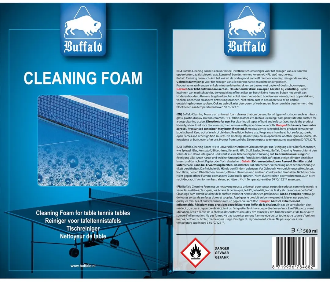 Buffalo Tafeltennistafel Schoonmaakspray - Blauw