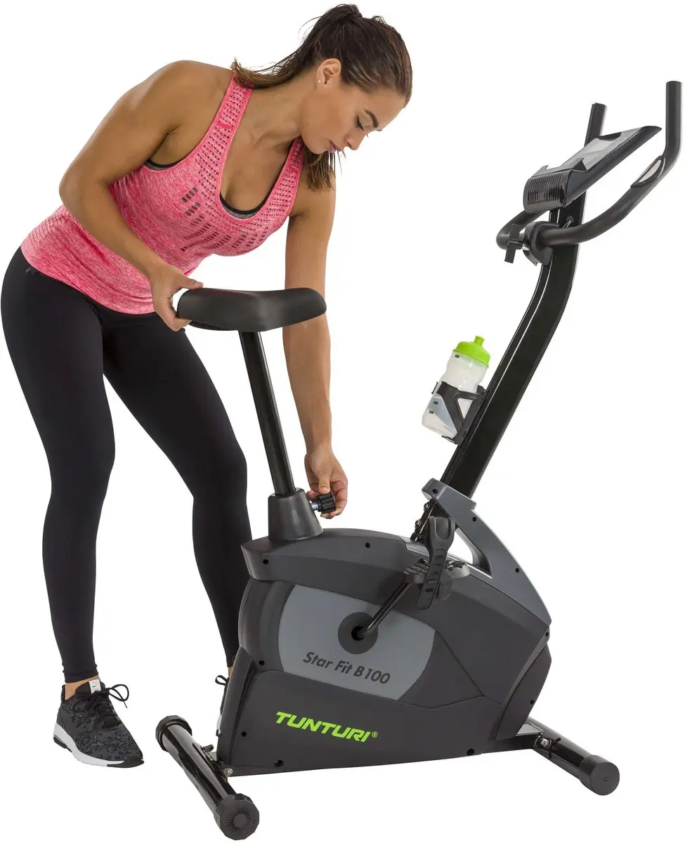 Tunturi Star Fit B100 Hometrainer - 16 Niveaus - 15 Programma's - Zwart/Groen/Grijs