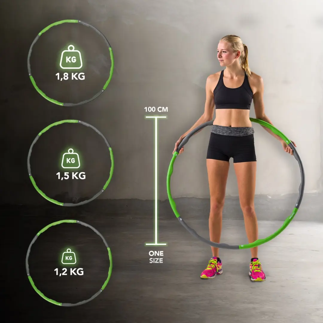 Tunturi Fitness Hoelahoep 100cm - 1,5kg - Groen/Grijs