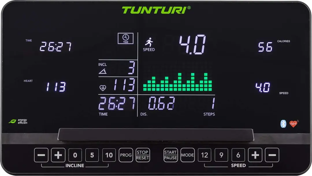 Tunturi Signature T90 Loopband - 47 Programma's - 24 km/u - 24% Helling - Zwart/ Groen