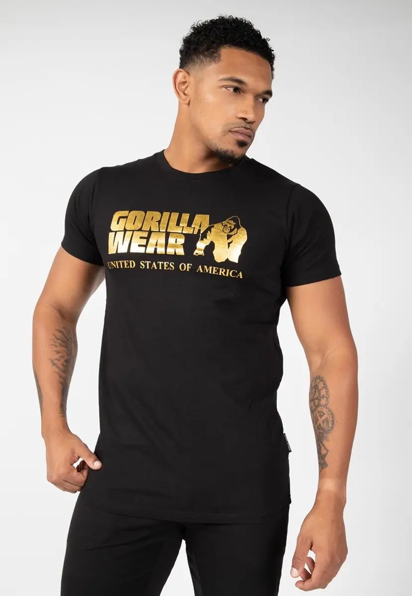 Gorilla Wear Classic T-shirt 4XL - Zwart/Goud