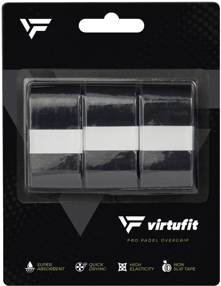 Virtufit Pro Padel Overgrip - Zwart - 9 Stuks