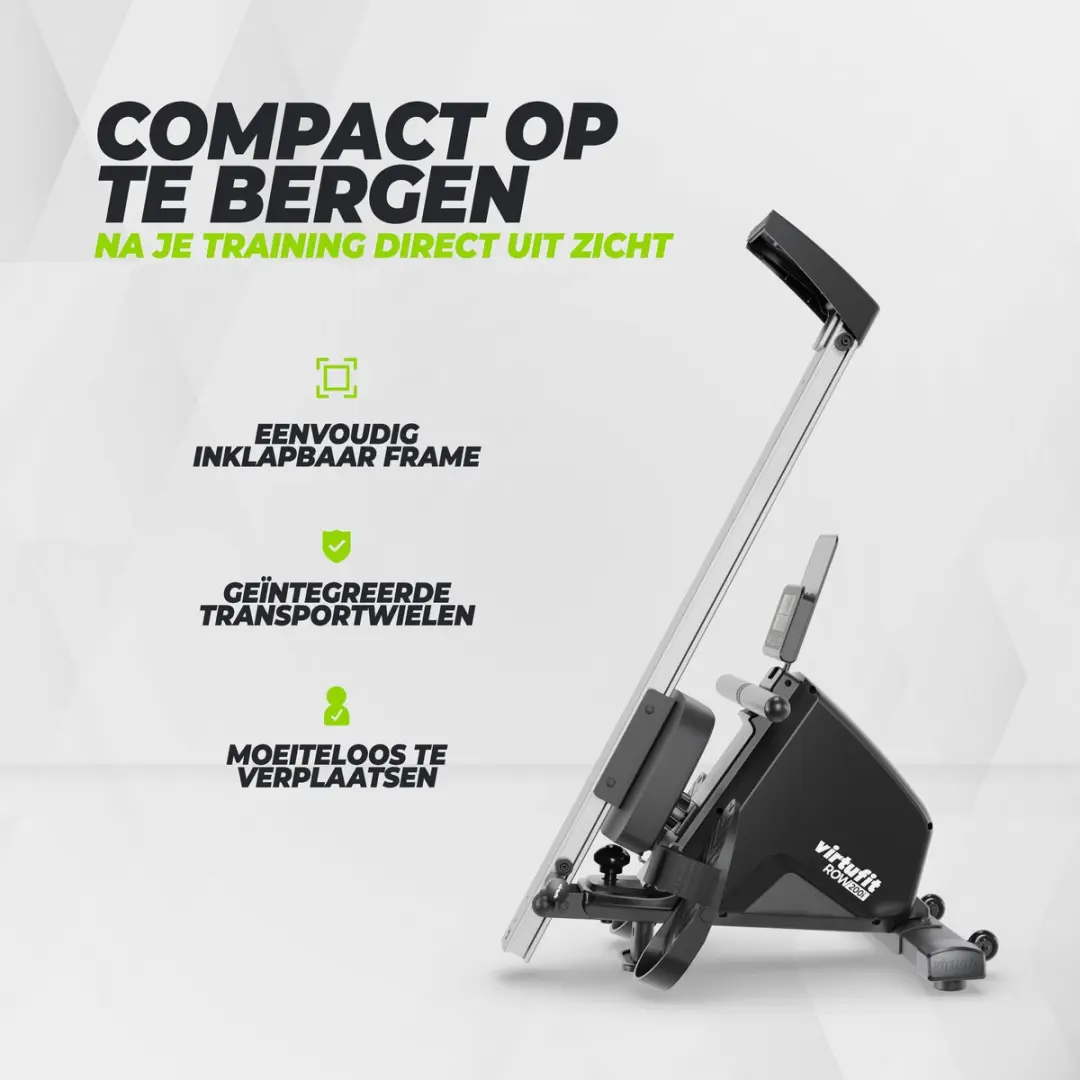 VirtuFit ROW200i Roeimachine - 10 Niveaus - Inklapbaar - Zwart/Zilver