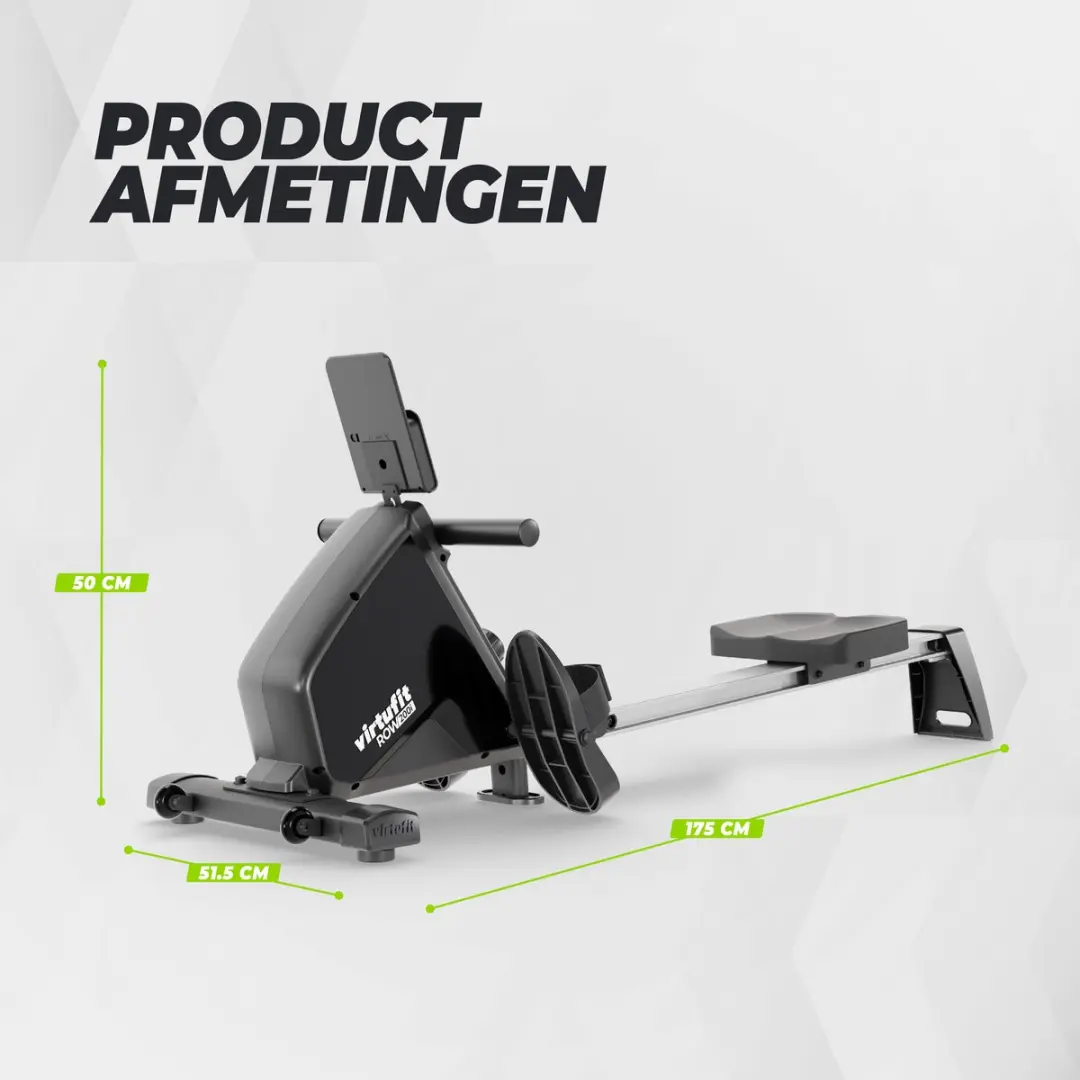 VirtuFit ROW200i Roeimachine - 10 Niveaus - Inklapbaar - Zwart/Zilver