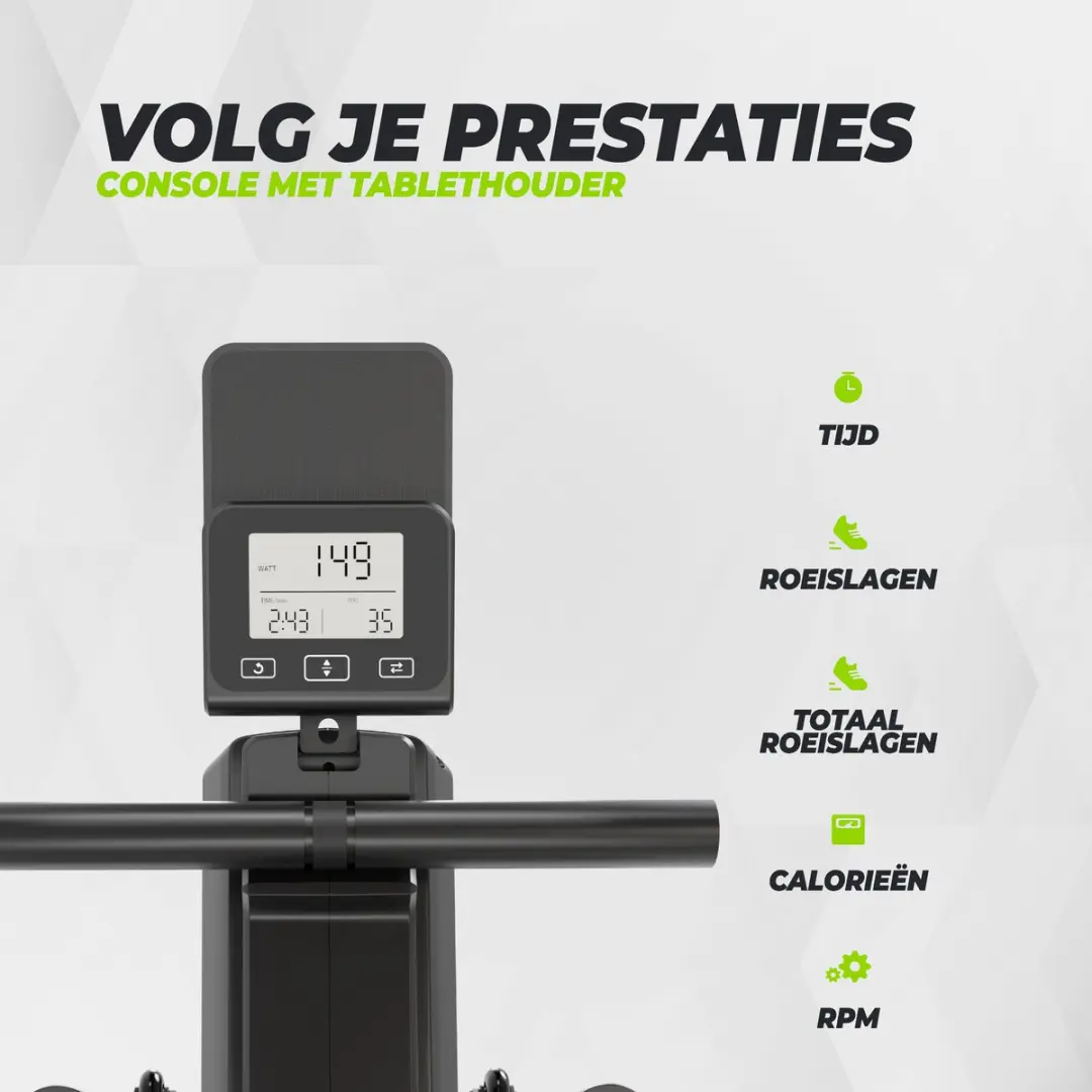 VirtuFit ROW200i Roeimachine - 10 Niveaus - Inklapbaar - Zwart/Zilver - afbeelding 6 van 6