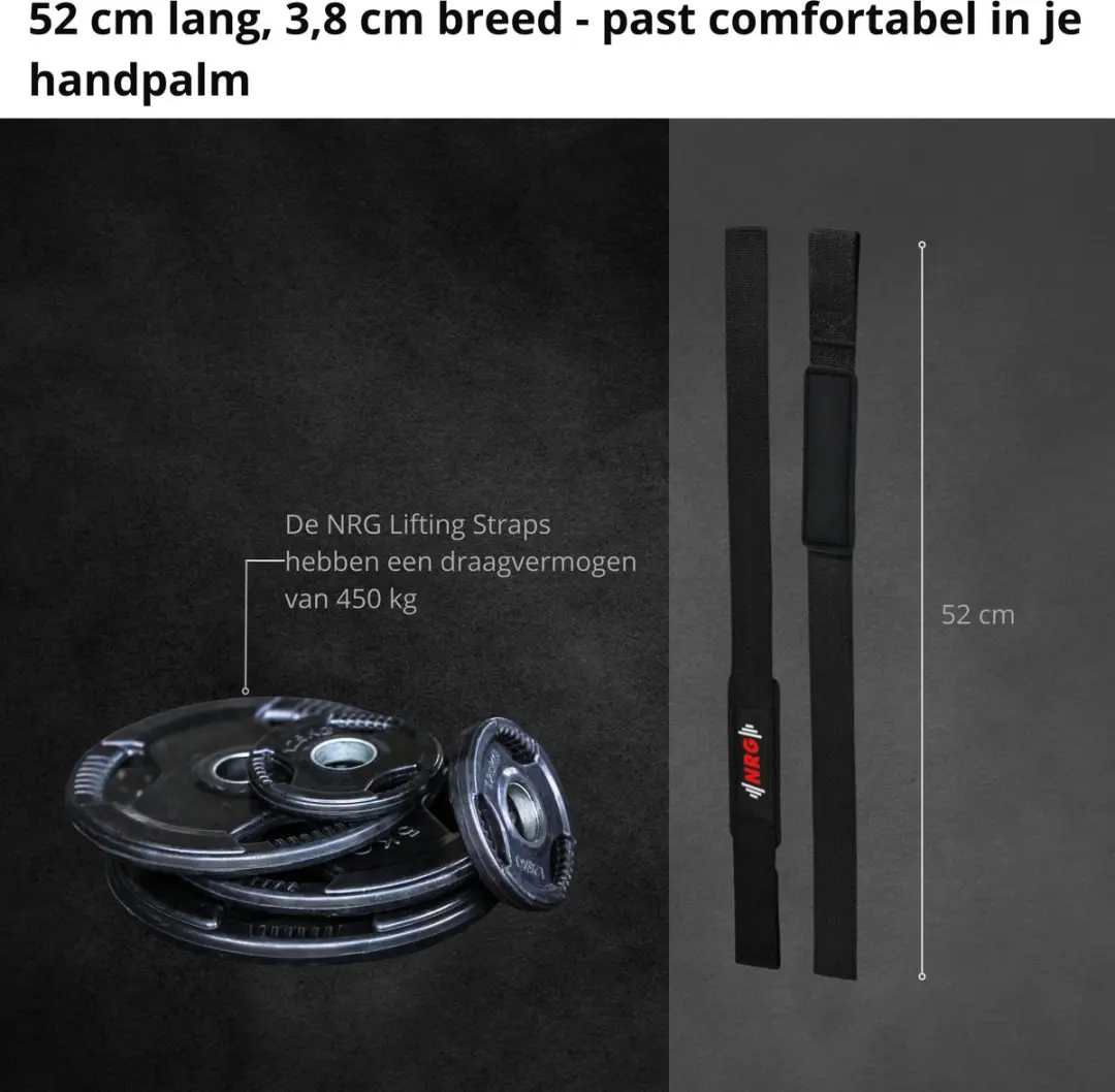 NRG fitness Lifting Straps Deluxe - 2 Stuks - Zwart